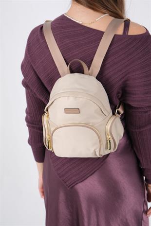 1208 Kadın Sırt Çantası  Bej-Kum