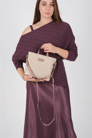 Silver & Polo SP1225 Kadın El Çantası Saten Bej-Kum