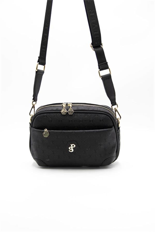 Silver & Polo SP1094 Kadın Çapraz Çanta Logolu Siyah-Siyah