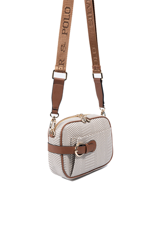Silver & Polo SP1256 Kadın Çapraz Çanta Hasır Bej-Taba