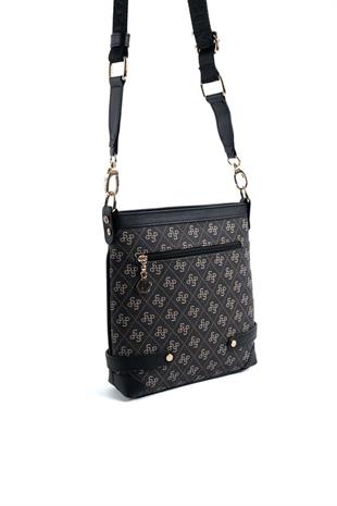 Silver & Polo SP1120 Kadın Çapraz Çanta Monogram Füme-Siyah