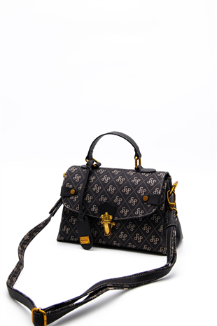 Silver & Polo SP1159 Kadın El Çantası Monogram Füme-Siyah