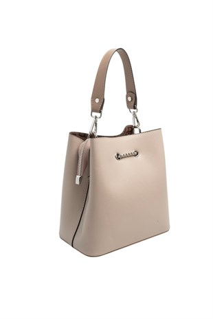 Silver & Polo SP967 Kadın Çapraz Çanta Düz Koyu Bej-Latte