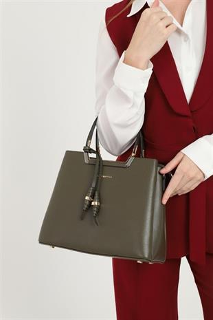 Silver & Polo SP969 Kadın El Çantası Düz Zeytuni