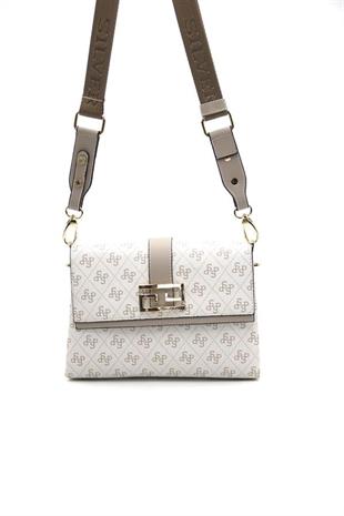 Silver Polo SP1009 Kadın Çapraz Çanta Monogram Bej-Kum