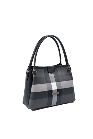 Silver & Polo SP1254 Kadın El Çantası Ekose Siyah-Siyah