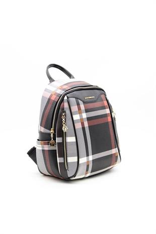 Silver & Polo SP906 Kadın Sırt Çantası Ekose Siyah