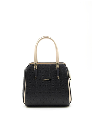 Silver & Polo SP1136 Kadın El Çantası Logolu Siyah-S.Nut