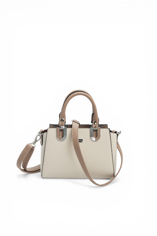 Silver & Polo SP1281 Kadın El Çantası Düz Bej-Latte