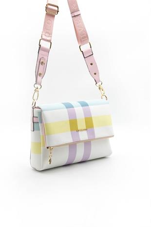 Silver & Polo SP963 Kadın Çapraz Çanta Ekose Lila-Pembe