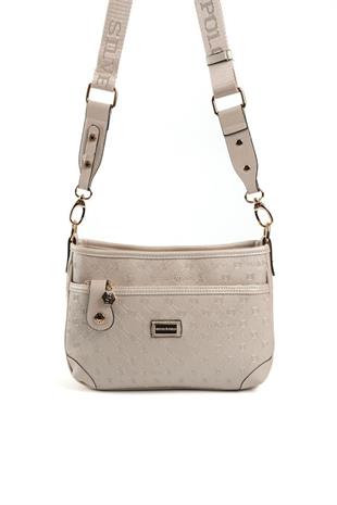 Silver & Polo SP1160 Kadın Çapraz Çanta Logolu Bej-S.Bej