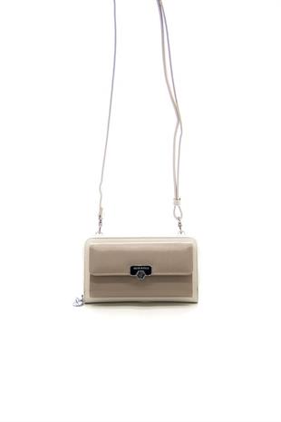 Silver & Polo SP921 Kadın Telefon Çantası Düz Koyu Bej-Kemik