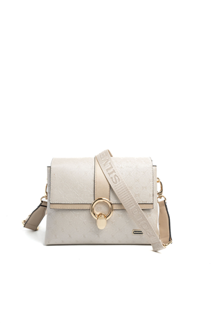 Silver & Polo SP1275 Kadın Çapraz Çanta Logolu Bej-S.Nut
