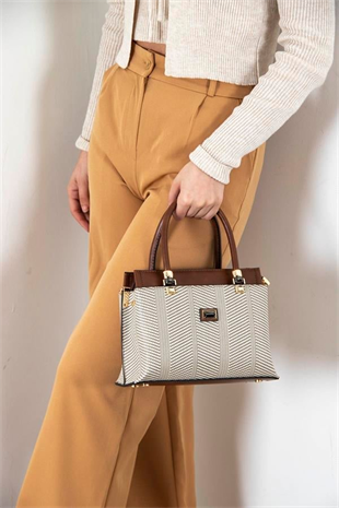 Silver & Polo SP826 Kadın El Çantası Hasır Bej-Taba