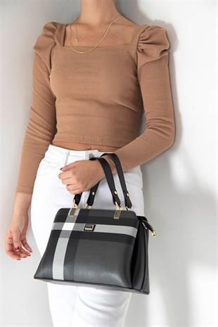 Silver & Polo SP972 Kadın El Çantası Ekose Siyah