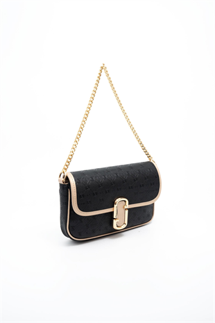 Silver & Polo SP1171 Kadın Omuz Çantası Logolu Siyah-S.Nut