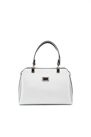 Silver & Polo SP972 Kadın El Çantası Düz Beyaz-A.Gri