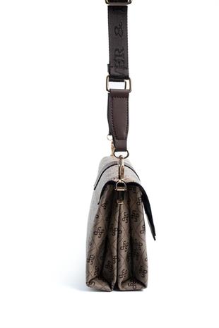 Silver & Polo SP1009 Kadın Çapraz Çanta Monogram Koyubej-Kahve