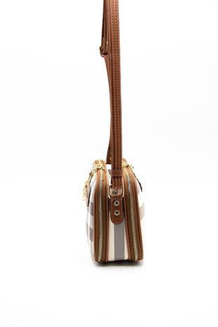 Silver & Polo SP899 Kadın Çapraz Çanta Ekose Krem-Taba