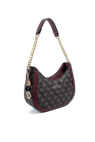 Silver & Polo Kahve Sarı - Bordo SP1168 Kadın Omuz Çantası