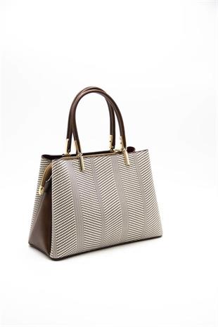 Silver & Polo SP1098 Kadın El Çantası Hasır Bej-Taba