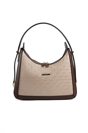 Silver & Polo SP1187 Kadın Omuz Çantası Logolu Nut-Kahve