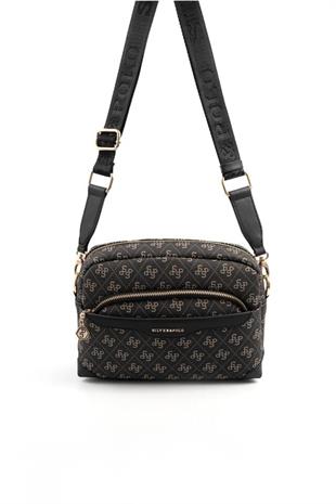 Silver & Polo SP1201 Kadın Çapraz Çanta Monogram Füme-Siyah