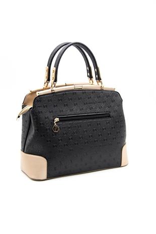 Silver & Polo SP706 Kadın El Çantası Logolu Siyah-S.Nut