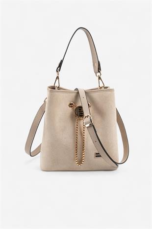 Silver & Polo SP967 Kadın Çapraz Çanta Süet Bej-Kum