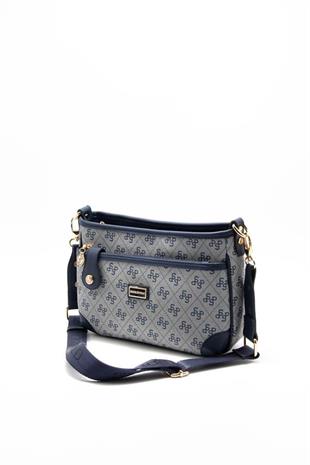 Silver Polo Gri - Lacivert Monogram Kadın Çapraz Çanta SP1160