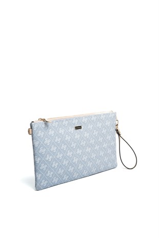Silver & Polo SP1034 Kadın Portföy & Clutch Monogram Mavi-Ten