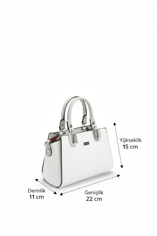 Silver & Polo SP1281 Kadın El Çantası Düz Beyaz-A.Gri