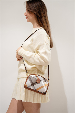 Silver & Polo SP1144 Kadın Çapraz Çanta Ekose Haki-Taba