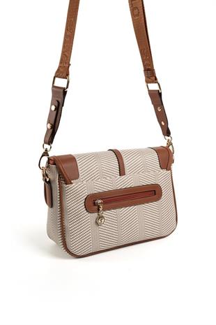 Silver & Polo SP1182 Kadın Çapraz Çanta Hasır Bej-Taba