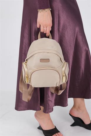 1208 Kadın Sırt Çantası  Bej-Kum