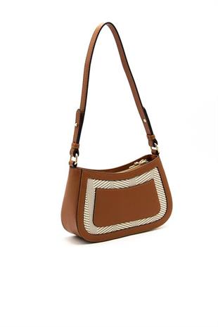 Silver & Polo SP1132 Kadın Çapraz Çanta Hasır Bej-Taba