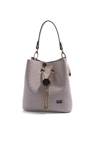 Silver & Polo SP967 Kadın Çapraz Çanta King Desen Pembe-Kemik