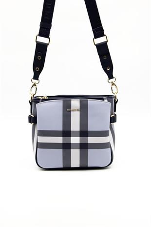 Silver & Polo SP884 Kadın Çapraz Çanta Ekose Mavi-Lacivert