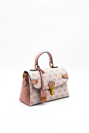 Silver & Polo SP1159 Kadın El Çantası Monogram Pembe-Somon