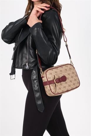 Silver & Polo Koyu Bej - Bordo SP1256 Çapraz Çanta