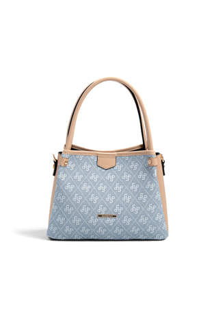 Silver Polo SP1254 Kadın El Çantası Monogram Mavi-Ten