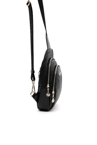 Silver & Polo SP959 Kadın Vücut Çantası Logolu Siyah-Siyah