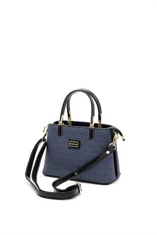 Silver & Polo SP987 Kadın El Çantası Logolu Lacivert-Lacivert