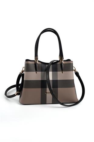 Silver & Polo SP1205 Kadın El Çantası Ekose Kahve-Siyah