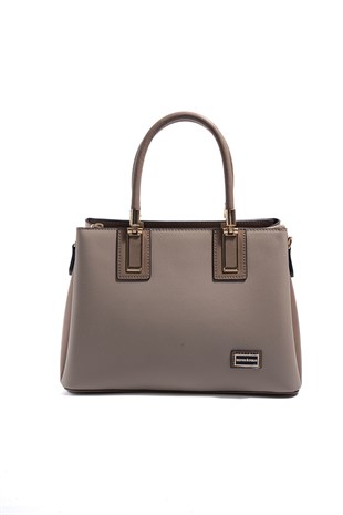 Silver & Polo SP1000 Kadın El Çantası Düz Koyu Bej-Latte