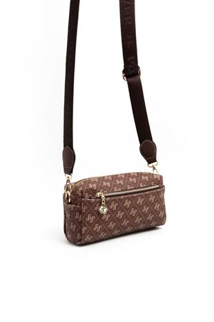 Silver Polo Kahve - Kahve Monogram Kadın Çapraz Çanta SP1142