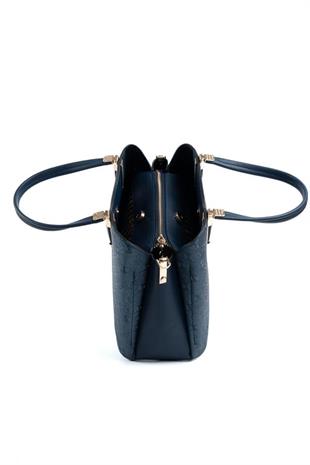 Silver & Polo SP1205 Kadın El Çantası Logolu Lacivert