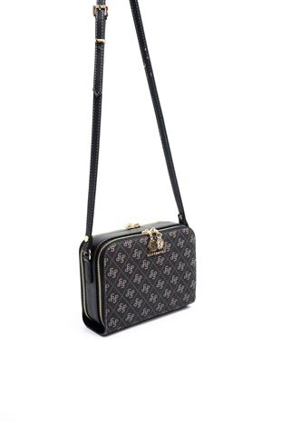 Silver & Polo SP888 Kadın Çapraz Çanta Monogram Füme-Siyah