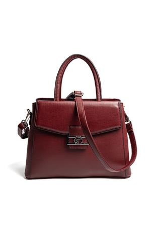 Silver & Polo SP1264 Kadın El Çantası Düz Bordo-Bordo