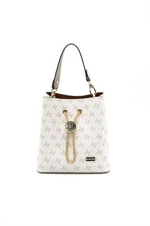 Silver Polo SP967 Kadın Çapraz Çanta Monogram Bej-Kum